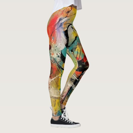 Abstrakte Explosion lebendiger Farben und Dynamik Leggings (Rechts)