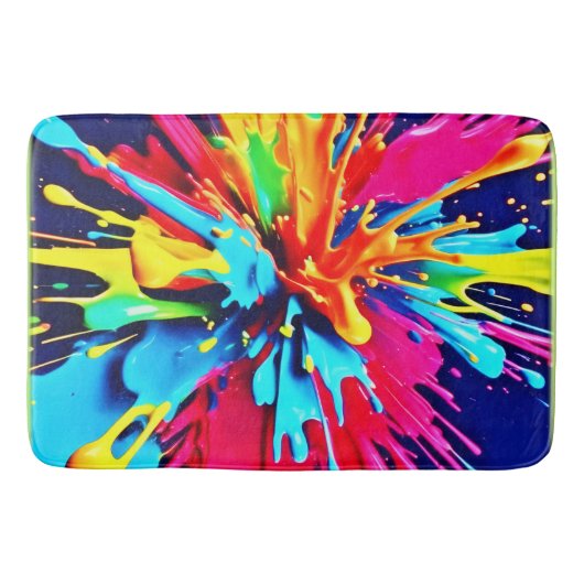 Abstrakte Explosion von Farbe und Farbe Badematte (Vorderseite)