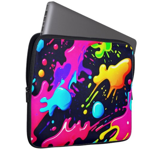 Abstrakte Explosionsart in flüssiger Farbe Laptopschutzhülle (Vorne Rechts)
