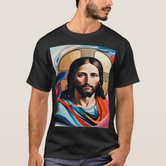 Abstrakte Expressionismus-Bilder von Jesus auf ein T-Shirt (Vorderseite)