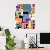 Abstrakte expressionistische Art Gebäude Malerei Poster (Heimbüro)