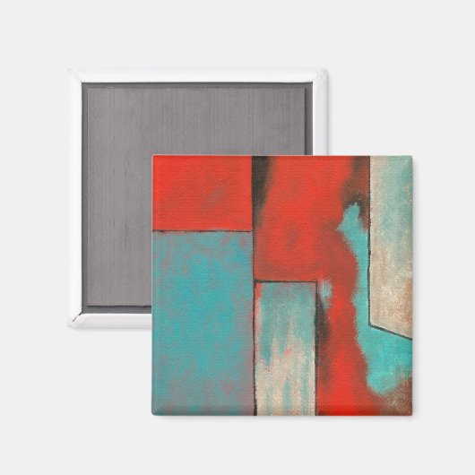 Abstrakte expressionistische Kunstmalerei Rot Türk Magnet (Vorderseite/Rückseite)