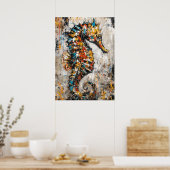 Abstrakte expressionistische Seepferdchen-Malerei  Poster (Küche)