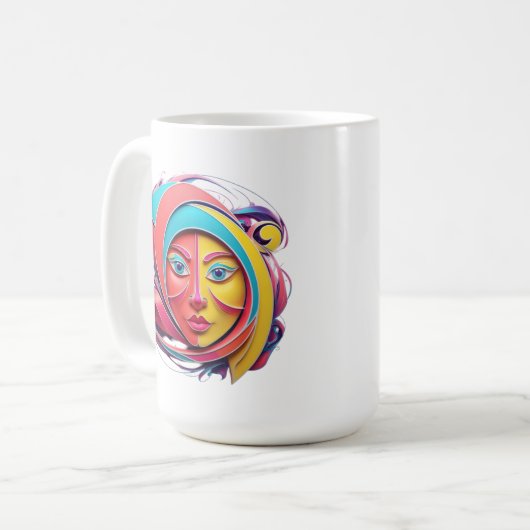 Abstrakte Face Art Logo Design. Kaffeetasse (Vorderseite Links)