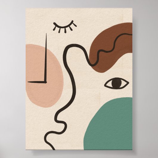 Abstrakte Face Line Art Poster (Vorne)