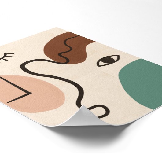 Abstrakte Face Line Art Poster (Ecke)