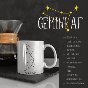 Abstrakte Face Profile Line Art Gemini Zodiac Zeic Tasse