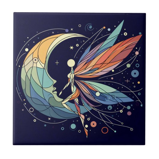 Abstrakte Fairy Art Keramik Tile Fliese (Vorderseite)