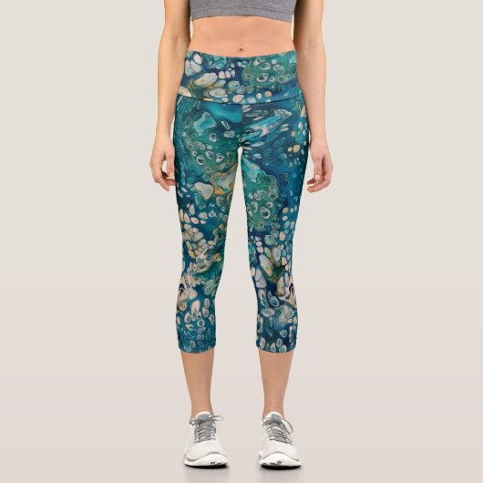 Abstrakte Fantasie unter Wasser Capri Leggings (Vorderseite)