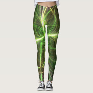 Abstrakte Fantasie Vier Blätter Grünes Klee Leggings
