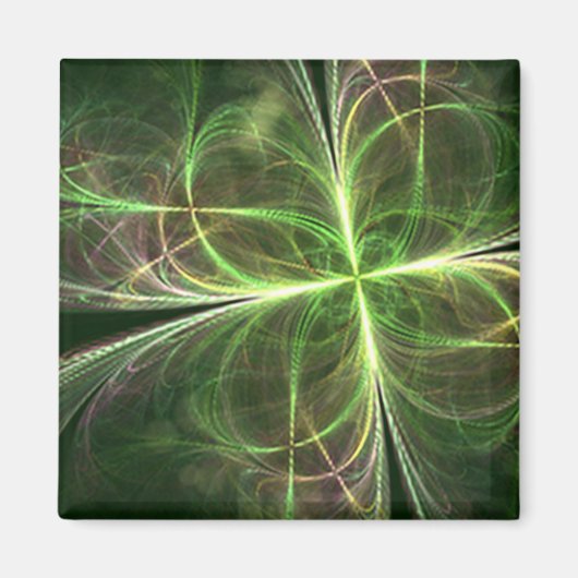 Abstrakte Fantasie Vier Blätter Grünes Klee Magnet (Vorne)