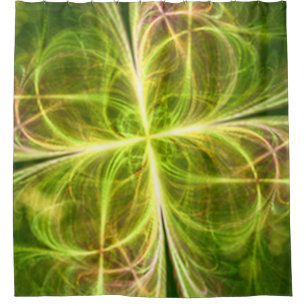 Abstrakte Fantasie Vier Blätter Grüngelbe Klee Duschvorhang