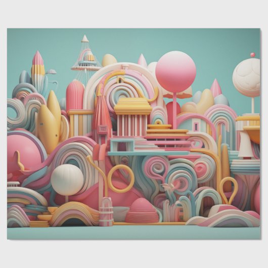 Abstrakte Fantasieformen in Pastellfarben Geschenkpapier (Flach)