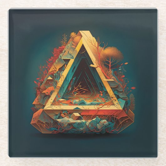 Abstrakte Fantasien Welt der unmöglichen Objekte Glasuntersetzer (Vorderseite)