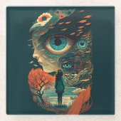 Abstrakte Fantasien Welt der unmöglichen Objekte Glasuntersetzer (Vorderseite)