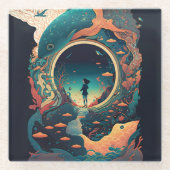 Abstrakte Fantasien Welt der unmöglichen Objekte Glasuntersetzer (Vorderseite)