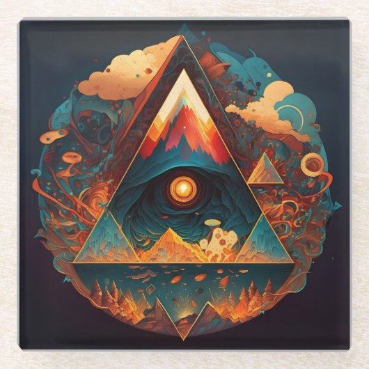 Abstrakte Fantasien Welt der unmöglichen Objekte Glasuntersetzer (Vorderseite)