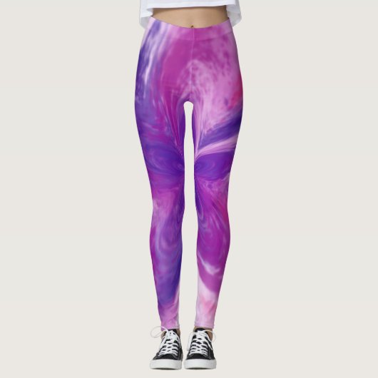 Abstrakte Fantasy-Blume Aquarell Leggings (Vorderseite)