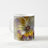 Abstrakte Fantasy Blume Fraktal Beste Mama Kaffeetasse (Vorderseite Links)