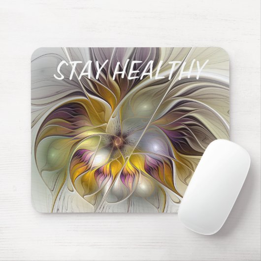 Abstrakte Fantasy Blume Fraktal Text Mousepad (Mit Mouse)