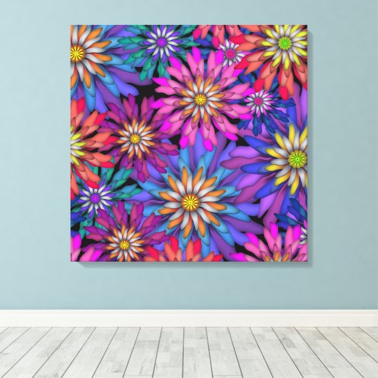 Abstrakte Fantasy-Blume Leinwanddruck (Insitu (Holzboden))