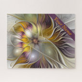 Abstrakte Fantasy Blume Moderne Kunst Name Puzzle (Horizontal)