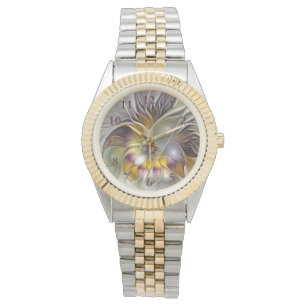 Abstrakte Fantasy-Blume Modernes Fraktal Armbanduhr