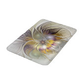 Abstrakte Fantasy-Blume Modernes Fraktal Badematte (Schrägansicht)