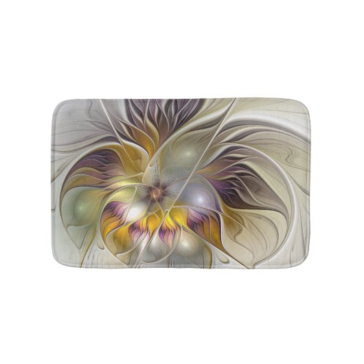 Abstrakte Fantasy-Blume Modernes Fraktal Badematte (Vorderseite)
