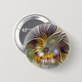 Abstrakte Fantasy-Blume Modernes Fraktal Button (Vorne & Hinten)