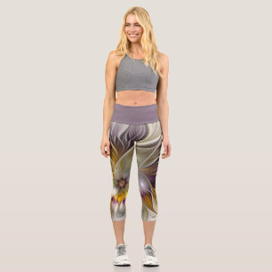 Abstrakte Fantasy-Blume Modernes Fraktal Capri Leggings
