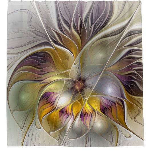 Abstrakte Fantasy-Blume Modernes Fraktal Duschvorhang (Vorderseite)