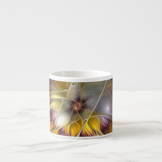 Abstrakte Fantasy-Blume Modernes Fraktal Espressotasse (Vorderseite)