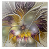 Abstrakte Fantasy-Blume Modernes Fraktal Fliese (Vorderseite)
