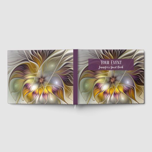 Abstrakte Fantasy-Blume Modernes Fraktal Gästebuch (Voll)