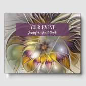 Abstrakte Fantasy-Blume Modernes Fraktal Gästebuch (Vorderseite)