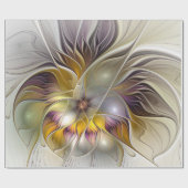 Abstrakte Fantasy-Blume Modernes Fraktal Geschenkpapier (Flach)