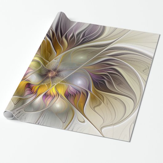 Abstrakte Fantasy-Blume Modernes Fraktal Geschenkpapier (Ungerollt)