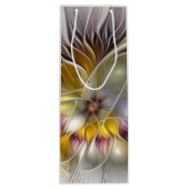 Abstrakte Fantasy-Blume Modernes Fraktal Geschenktüte Für Weinflaschen (Rückseite)