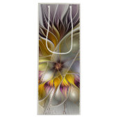 Abstrakte Fantasy-Blume Modernes Fraktal Geschenktüte Für Weinflaschen (Vorderseite)