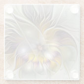 Abstrakte Fantasy-Blume Modernes Fraktal Glasuntersetzer (Rückseite)