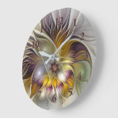 Abstrakte Fantasy-Blume Modernes Fraktal Große Wanduhr (Winkel)