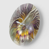 Abstrakte Fantasy-Blume Modernes Fraktal Große Wanduhr (Winkel)