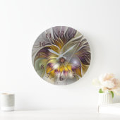 Abstrakte Fantasy-Blume Modernes Fraktal Große Wanduhr (Zuhause)
