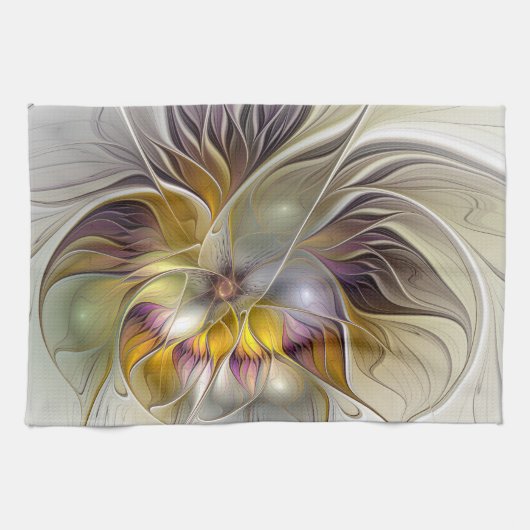 Abstrakte Fantasy-Blume Modernes Fraktal Handtuch (Horizontal)