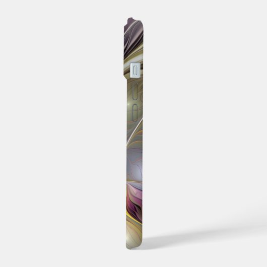 Abstrakte Fantasy-Blume Modernes Fraktal iPhone 15 Hülle (Linke Seite)