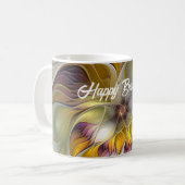 Abstrakte Fantasy-Blume Modernes Fraktal Kaffeetasse (Vorderseite Links)