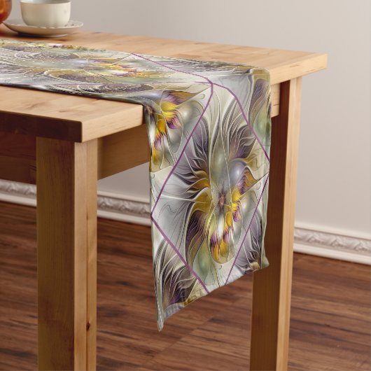 Abstrakte Fantasy-Blume Modernes Fraktal Kurzer Tischläufer (Beispiel)
