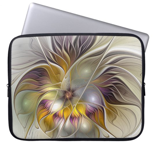 Abstrakte Fantasy-Blume Modernes Fraktal Laptopschutzhülle (Vorderseite)
