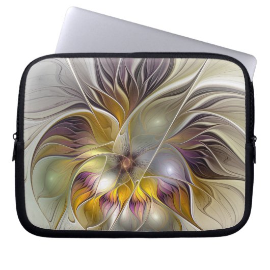 Abstrakte Fantasy-Blume Modernes Fraktal Laptopschutzhülle (Vorderseite)